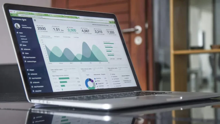 Laptop showing a performance dashboard for Core Web Vitals
