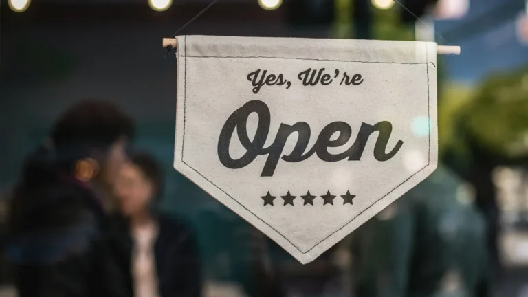 Open sign on a small business for local SEO