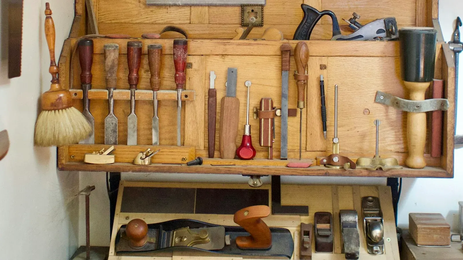 Workbench of tools representing WordPress website maintenance